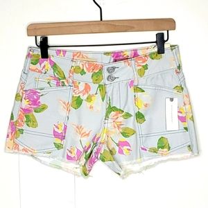 Anthropologie Pilcro Shorts Size 25 Blue Floral The Wanderer Cut Off NWT